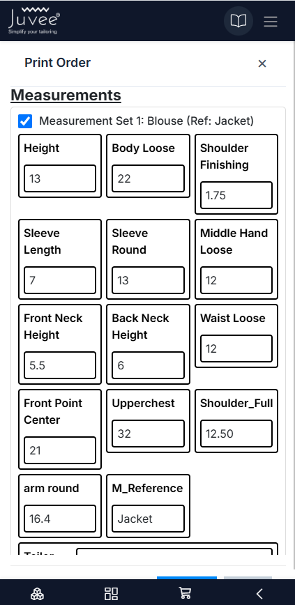 Juvee tailor app &mdash; digital measurement screen