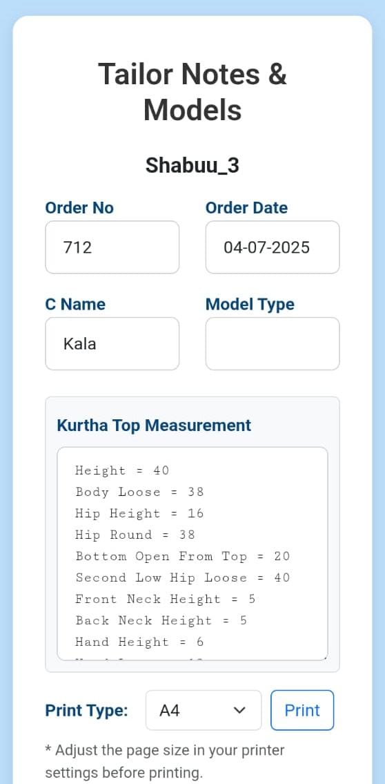 Juvee tailor app — digital measurement screen